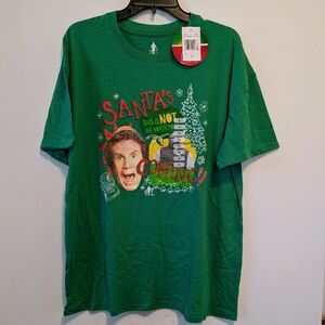 ELF Green Holiday Graphic T-Shirt with Multicolor Print